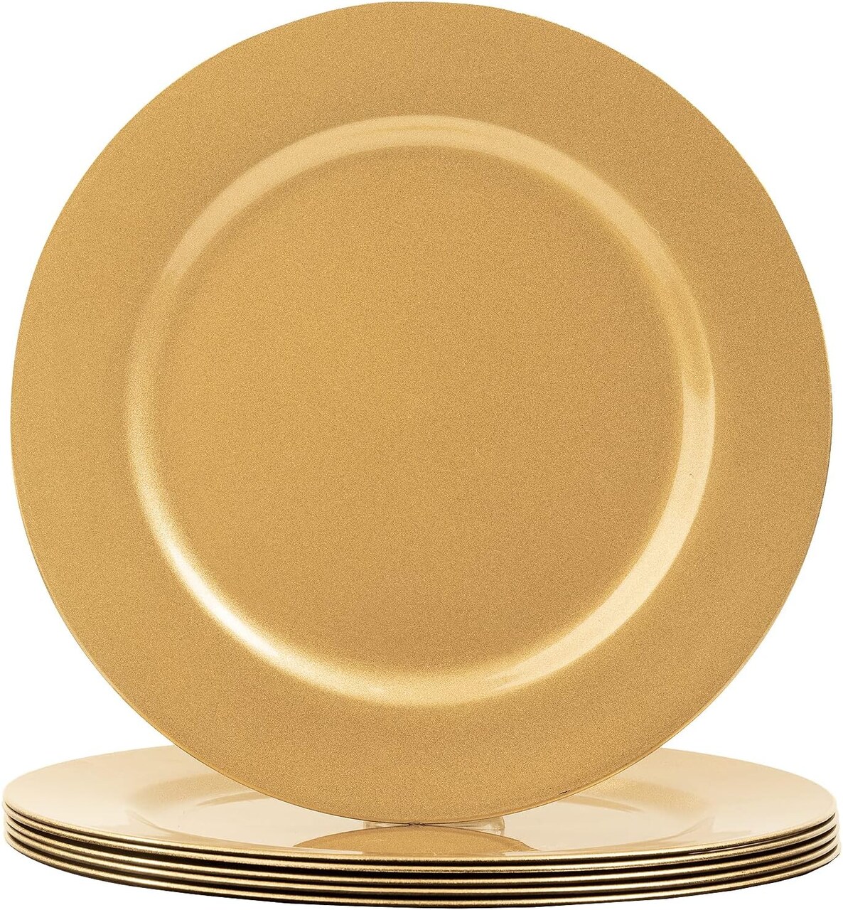 Gold Charger Plates, Set of 6, 13-Inch Round Plastic Plate Chargers for Dinner Plate, Table Setting, Elegant Wedding Decor